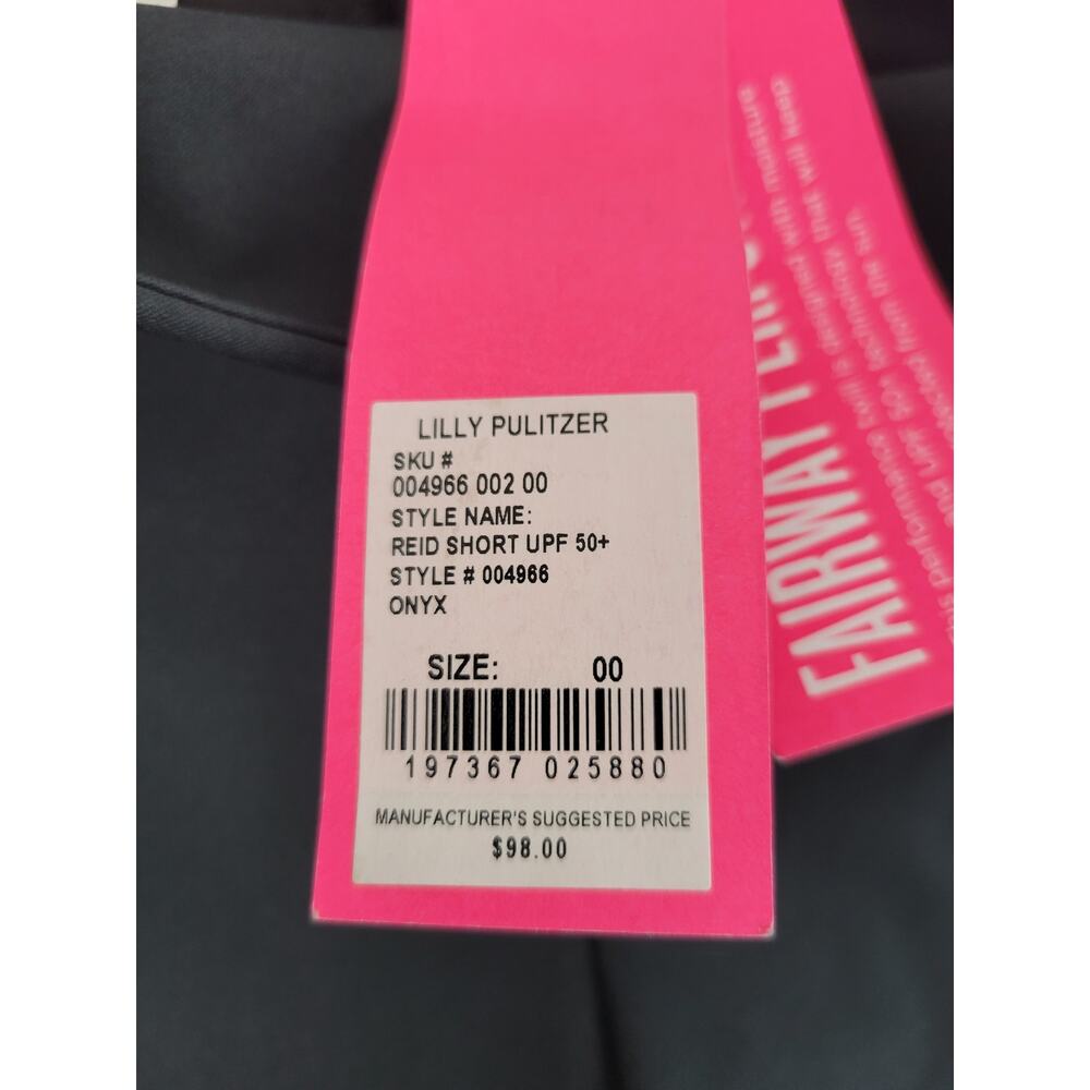 NWT Lilly Pulitzer Luxletic 00 UPF 50+ Reid Short Onyx Black Athletic 004966 - Picture 4 of 7